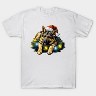 Lazy German Shepherd Dog at Christmas T-Shirt